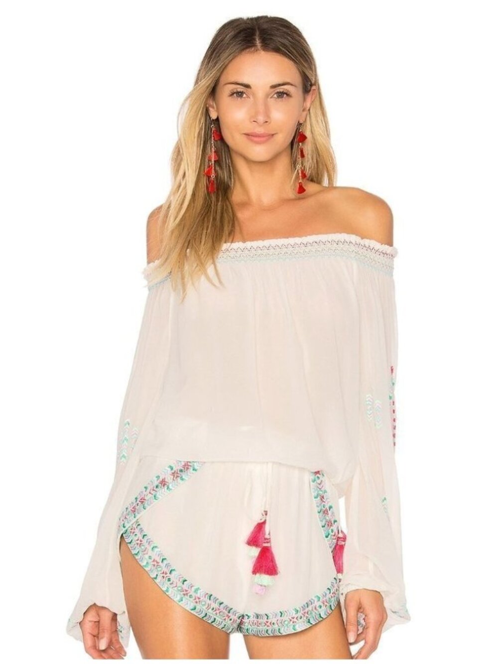 ROCOCO  SAND X REVOLVE Off the Shoulder Top Cold Shoulder Boho